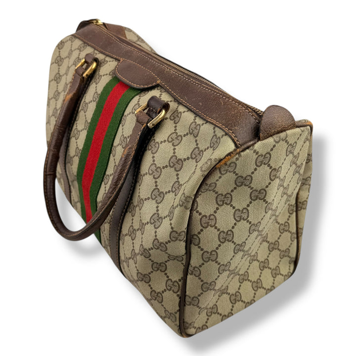 Gucci Beige GG Monogram Boston Canvas Bag