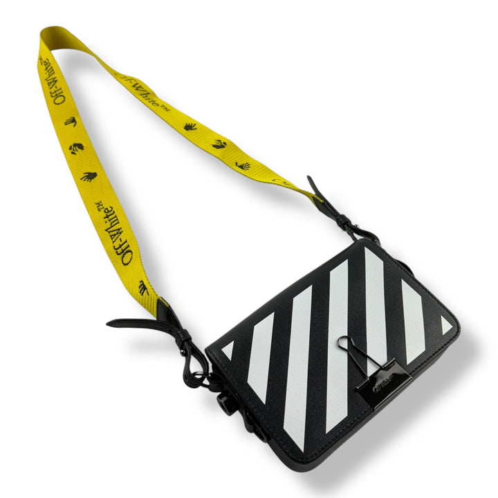 Off-White Mini Binder Black Clip Flap Crossbody Bag