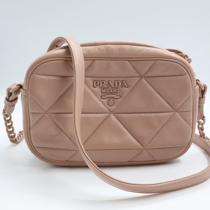 Prada Pink Nappa Gauffre Leather Camera Crossbody Handbag