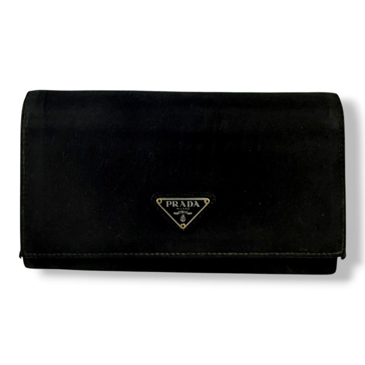 Prada Nylon Quilted Black Flap Wallet