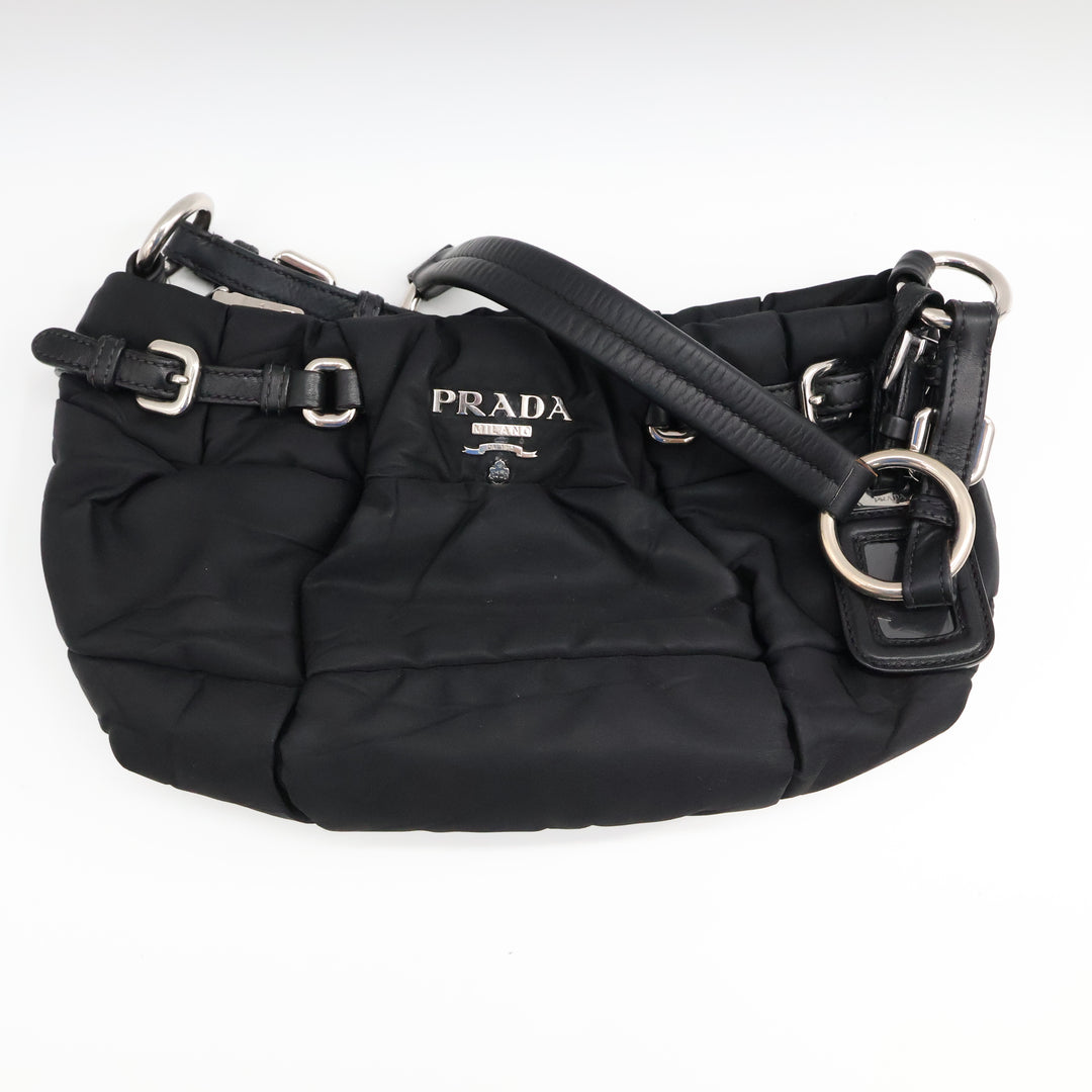 Prada Tessuto Black Nylon Hobo Shoulder Bag