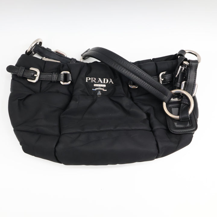 Prada Tessuto Black Nylon Hobo Shoulder Bag