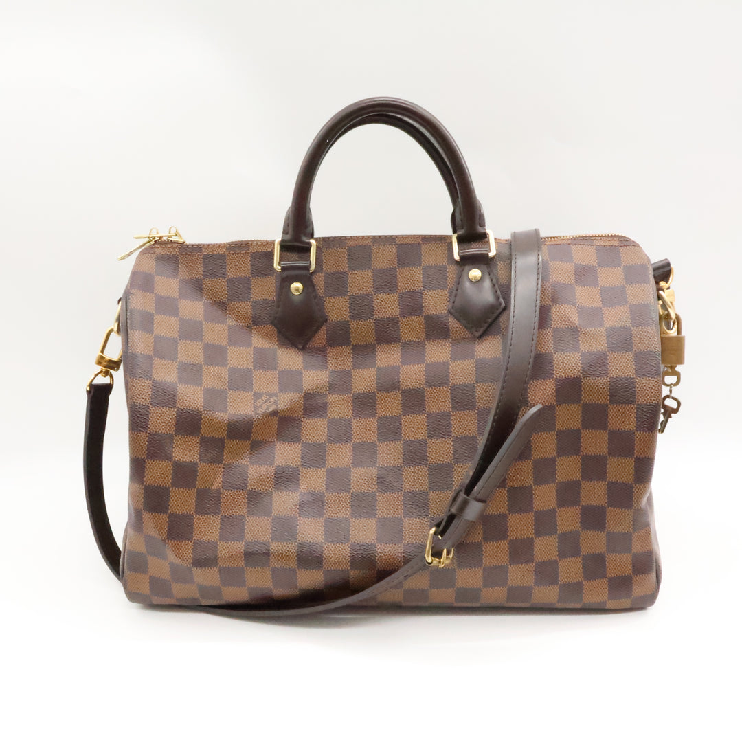 Louis Vuitton Damier Ebene Brown Speedy Bandouliere 35 Handbag