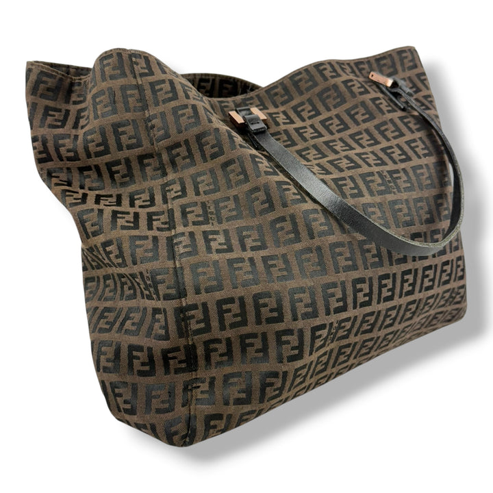 Fendi Zucchino Brown Monogram Tote Handbag