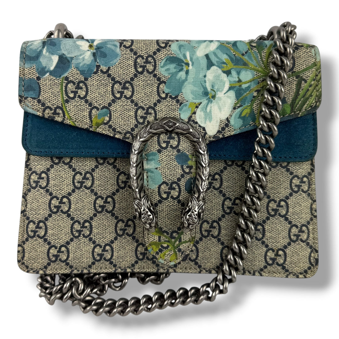 Gucci GG Dionysus Beige Blue Bloom Mini Handbag