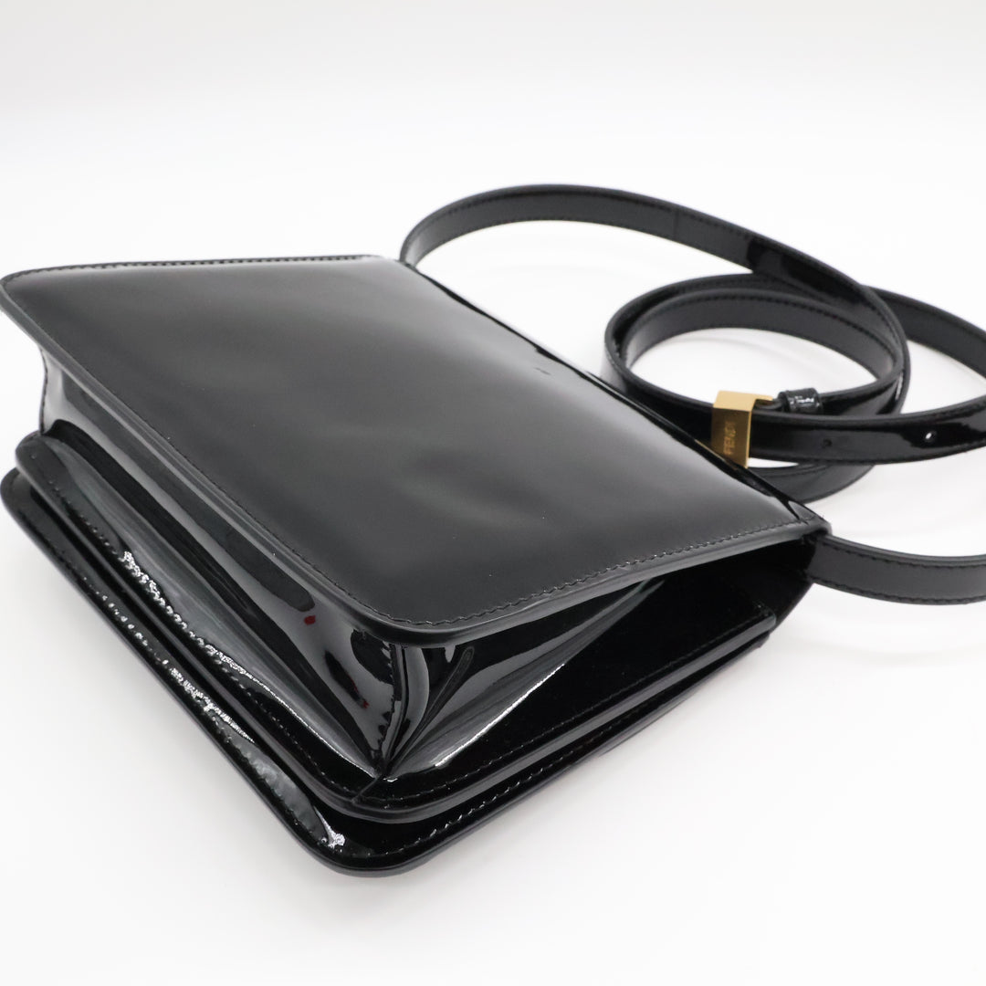 Fendi Black Patent Leather Karligraphy Crossbody Bag
