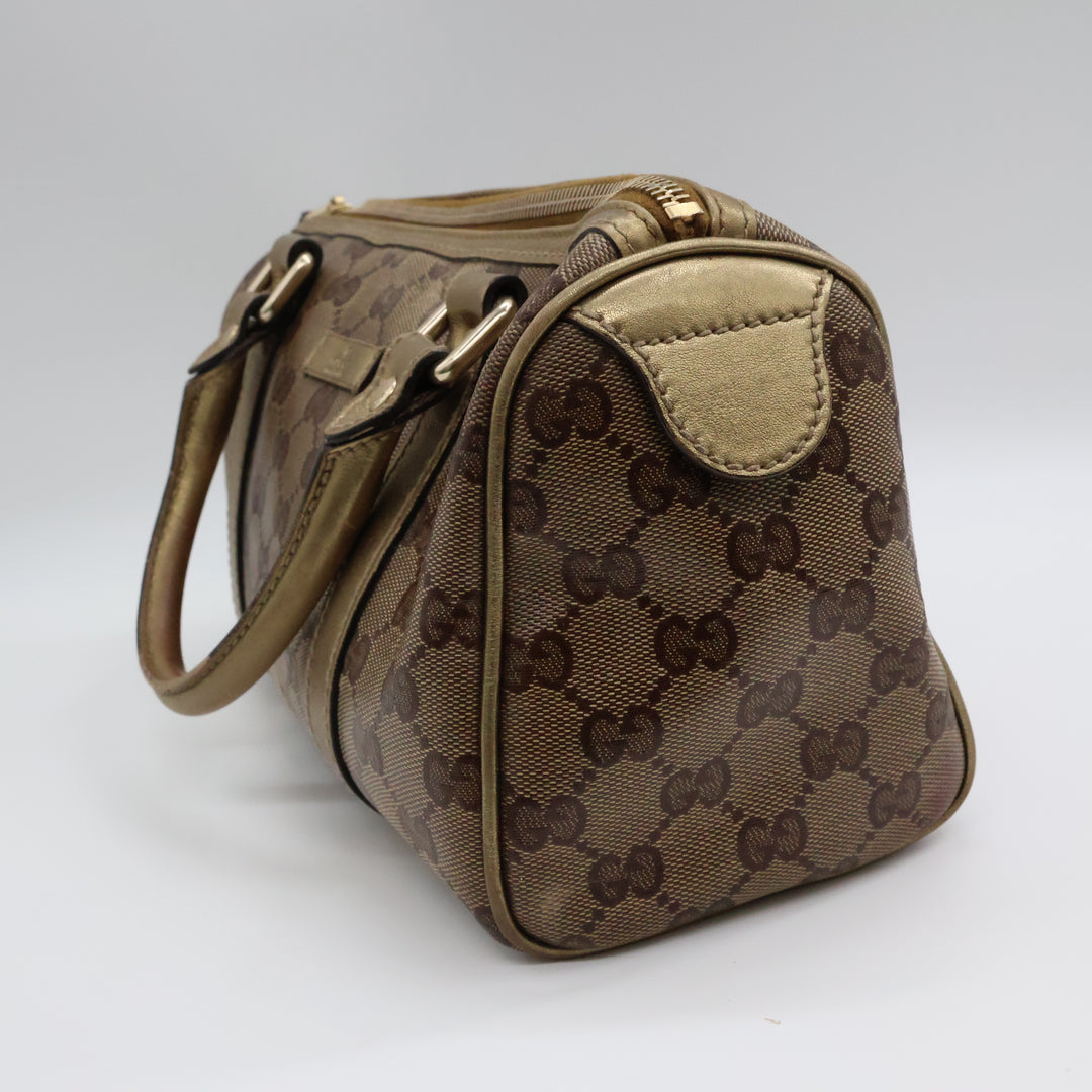 Gucci GG Gold/Beige Boston Canvas Bag