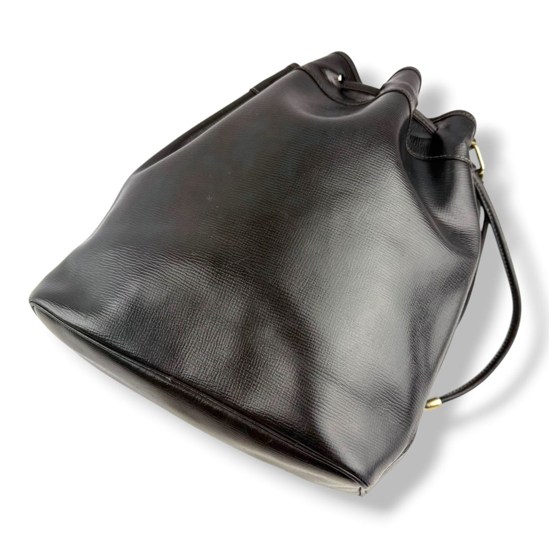 Celine Black Leather Drawstring Bucket Handbag