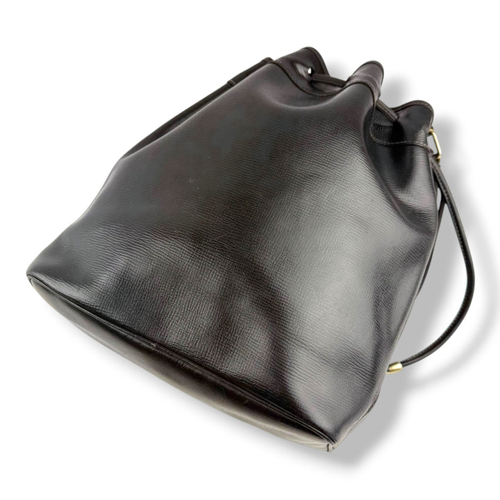 Celine Black Leather Drawstring Bucket Handbag