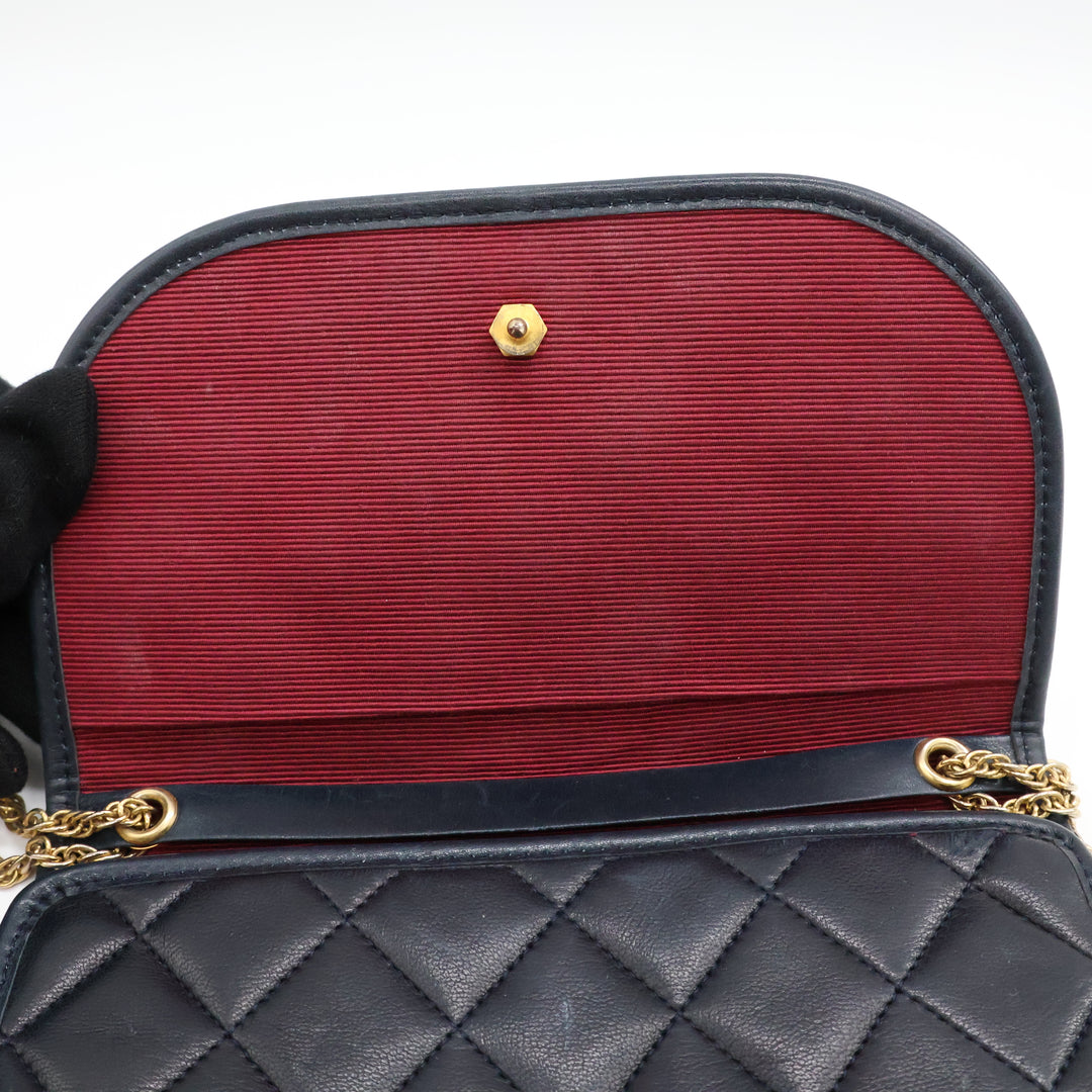 Chanel Navy Lambskin Vintage Mini Matelasse Handbag