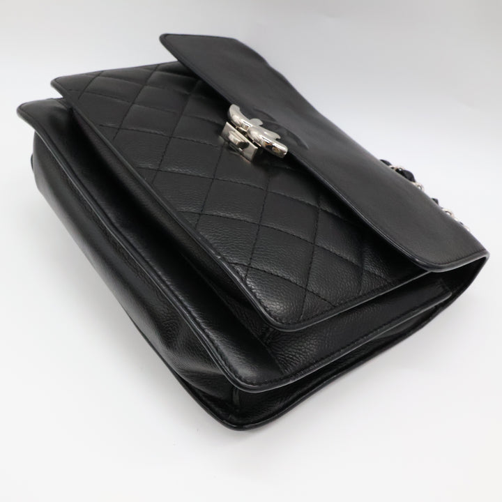 Chanel CC Black Caviar Box Flap Handbag