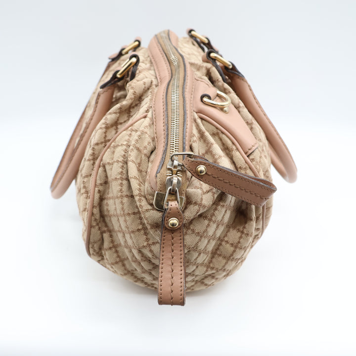 Gucci GG Beige Diamante Canvas Sukey Satchel Handbag