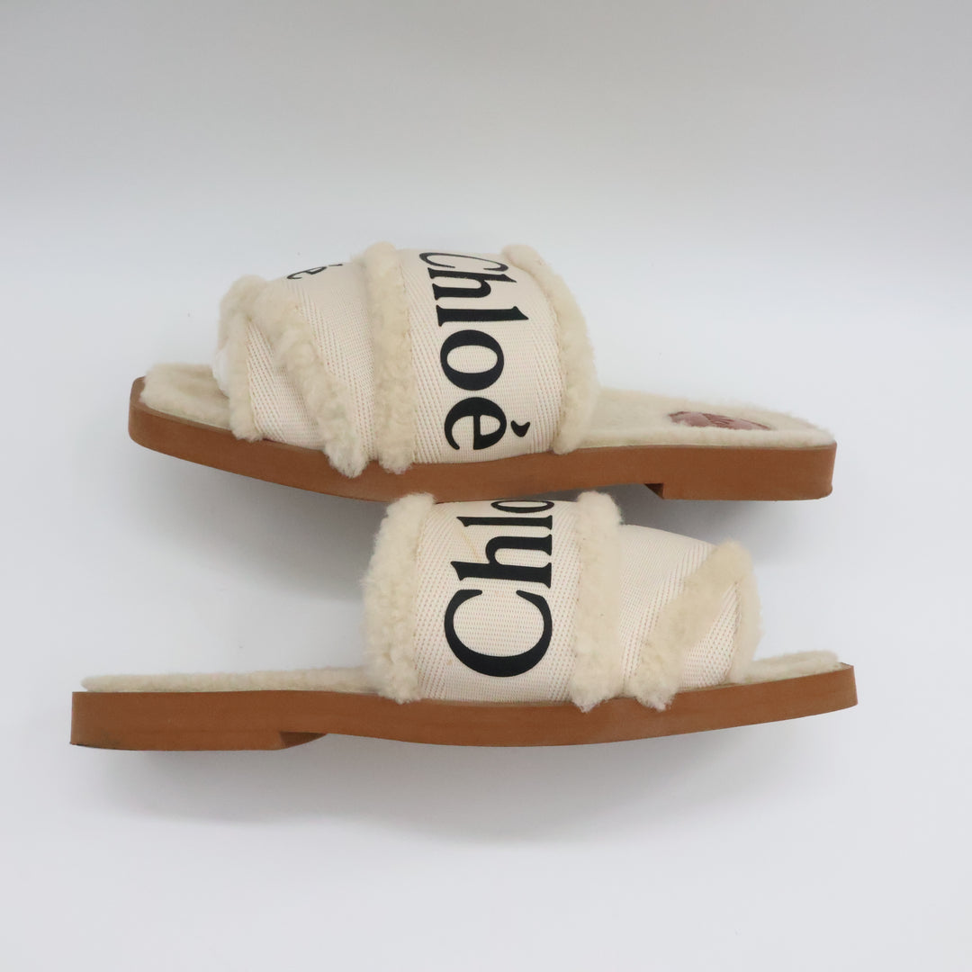 Chloe Woody Logo-Tape Flat Sandals UK 5 / EU 38