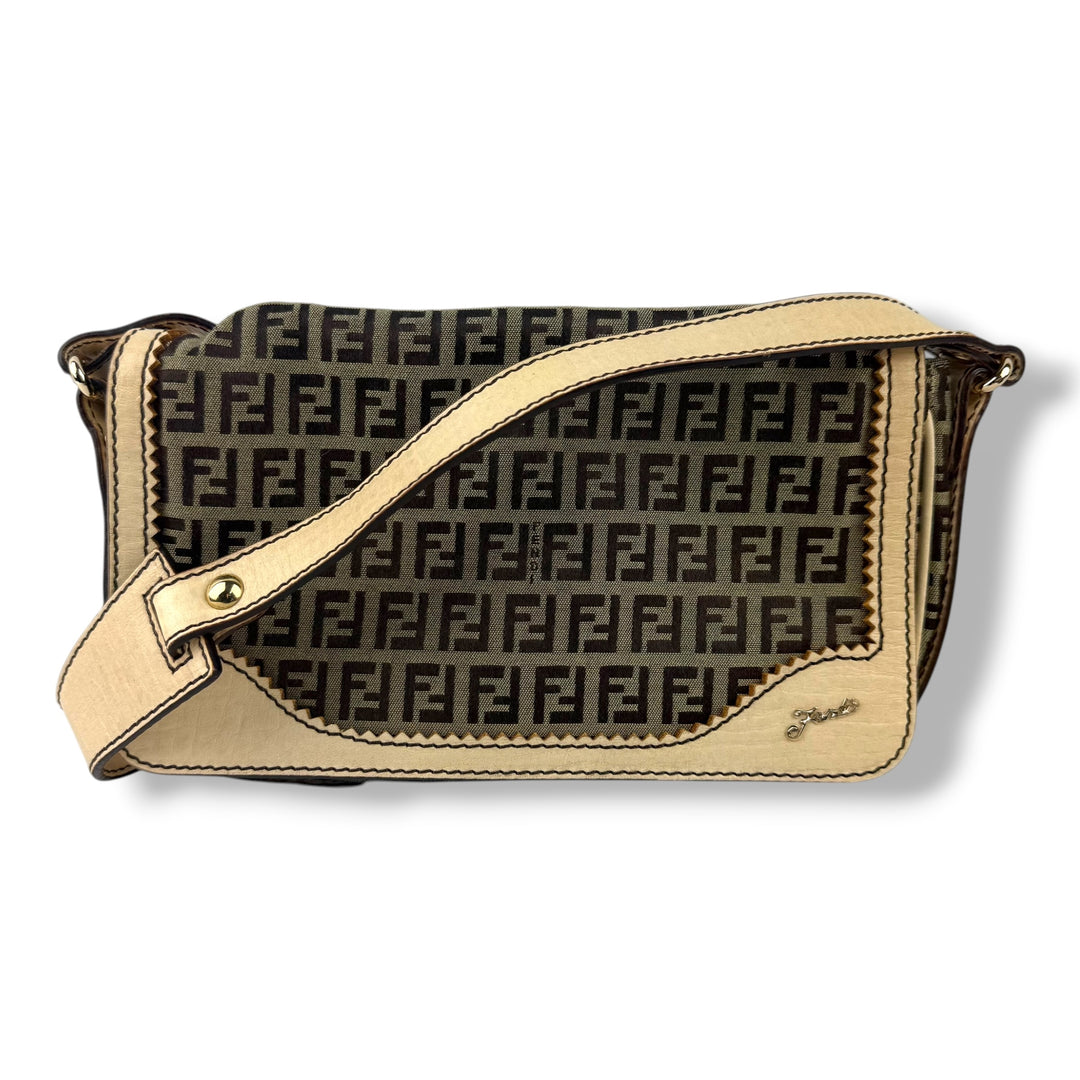Fendi Beige Zucca Canvas Shoulder Handbag