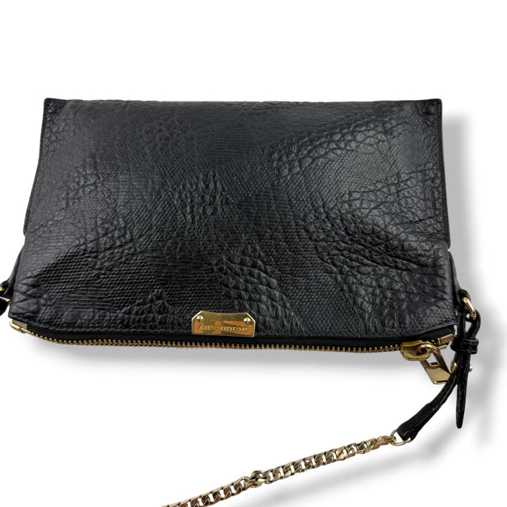 Burberry Black Leather Embossed Crossbody Bag