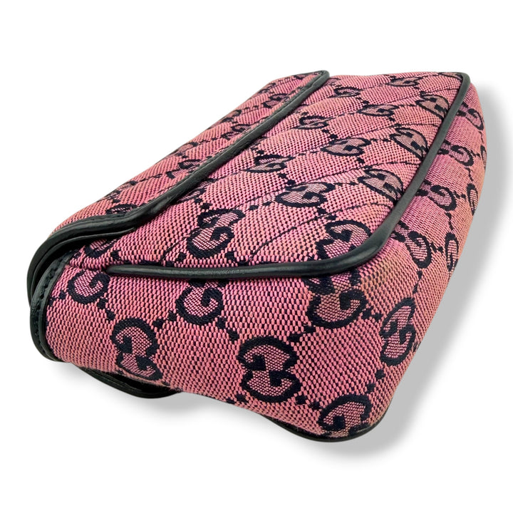 Gucci GG Marmont Pink/Navy Canvas Super Mini Handbag