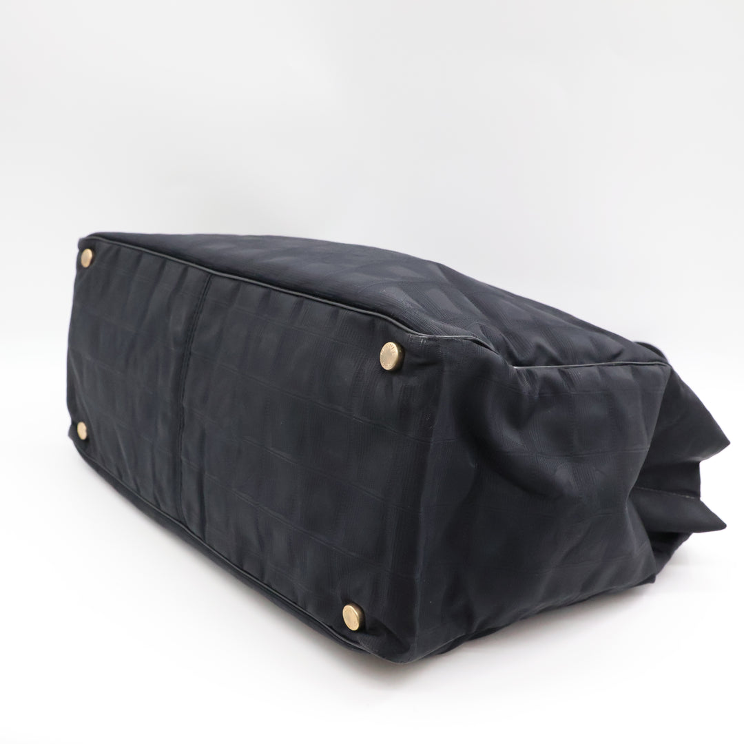 Chanel Black Travel Line Canvas Tote Handbag