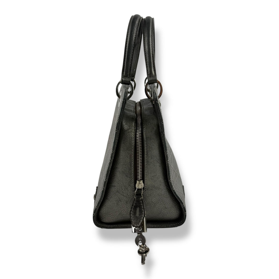 Christian Dior Cannage Grey Lady Dior Leather Handbag
