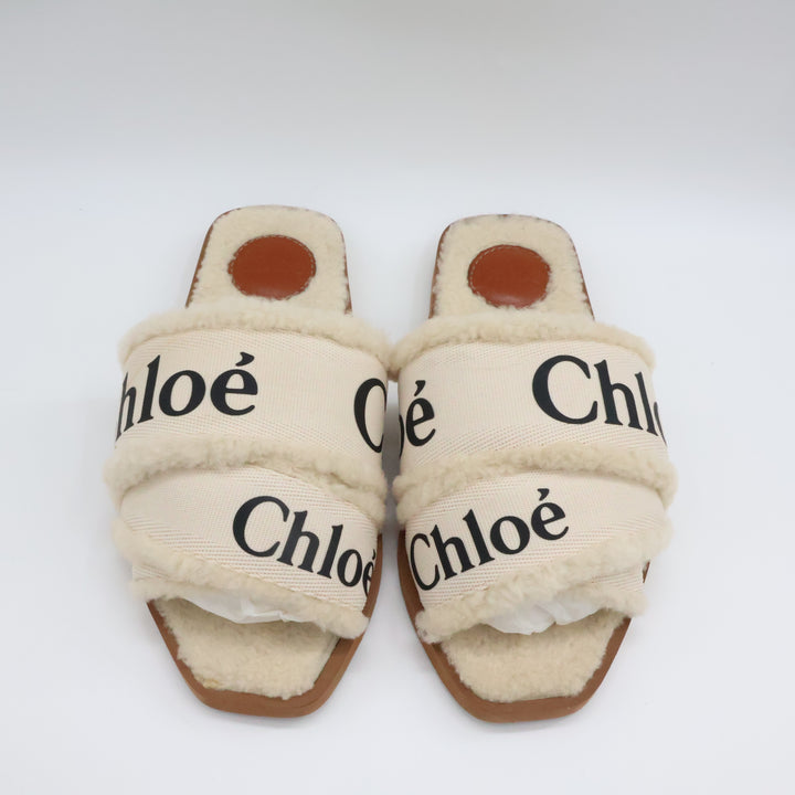 Chloe Woody Logo-Tape Flat Sandals UK 5 / EU 38