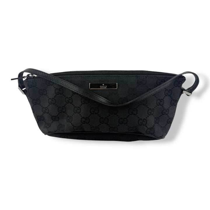 Gucci GG Supreme Black Boat Pochette Handbag