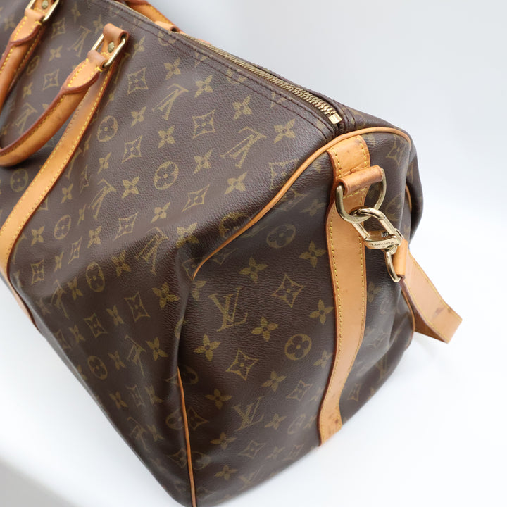 Louis Vuitton Bandouliere Vintage Brown Monogram 55 Keepall Duffle Bag