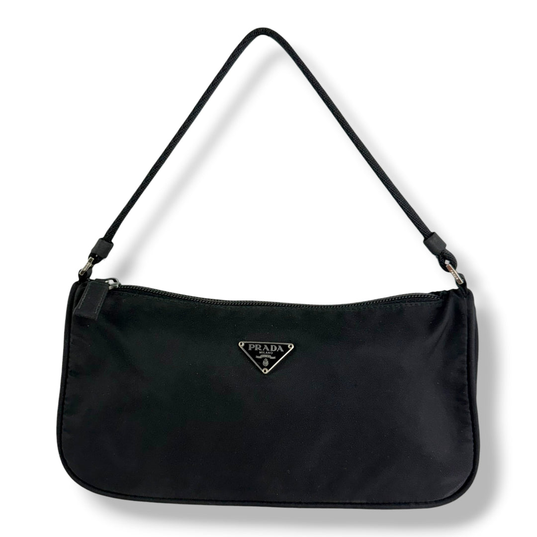 Prada Black Nylon Pochette Handbag