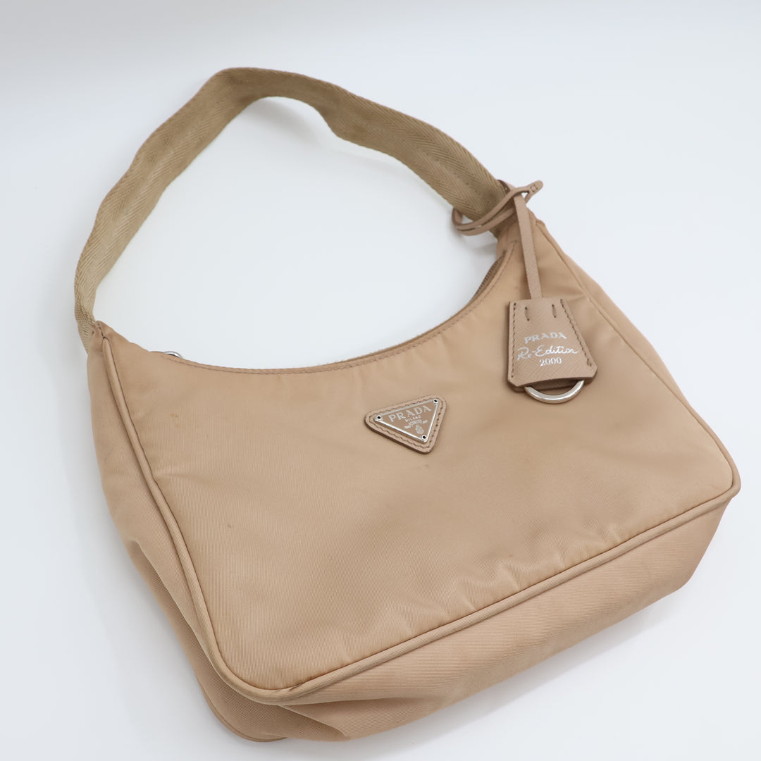 Prada Beige Nylon Re-Nylon Re-Edition 2000 Pochette Handbag