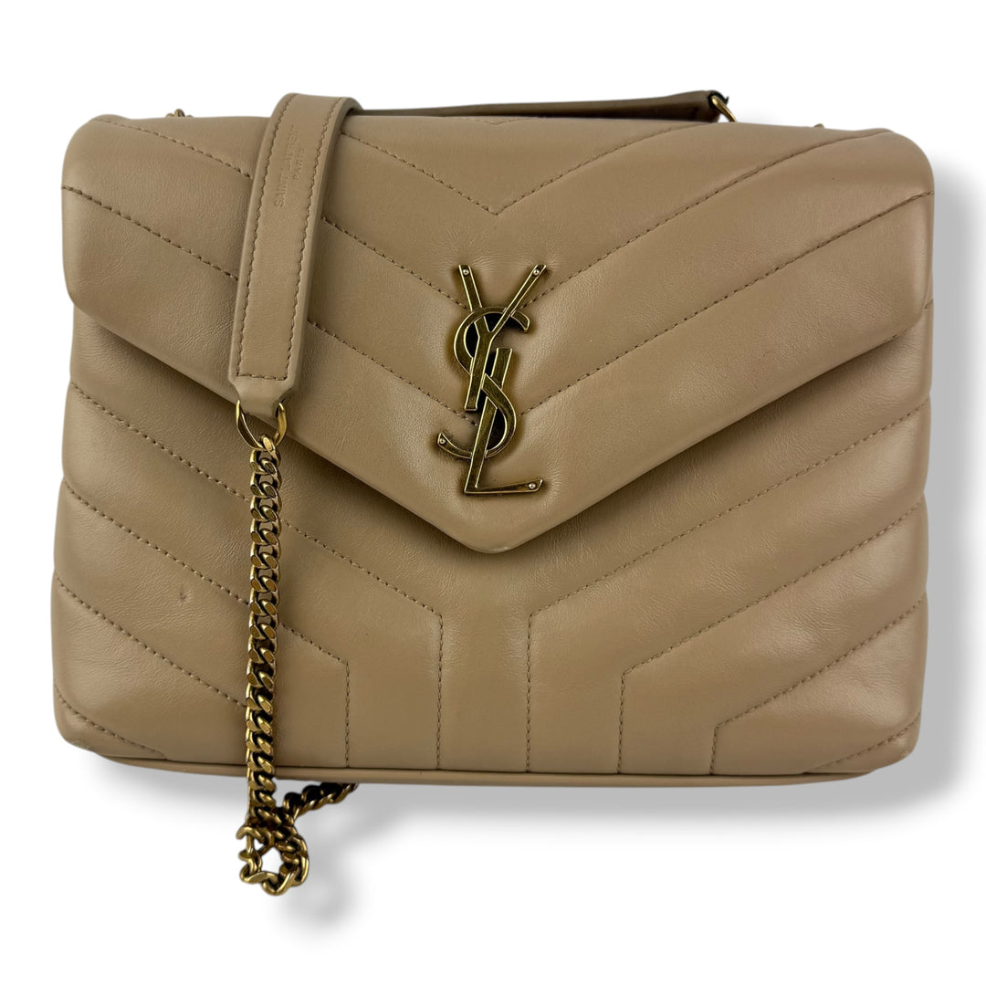 Saint Laurent YSL Beige LouLou Small Quilted Leather Handbag