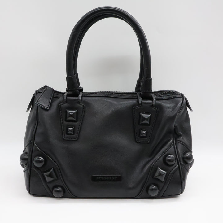 Burberry Black Leather Stud Bowling Bag