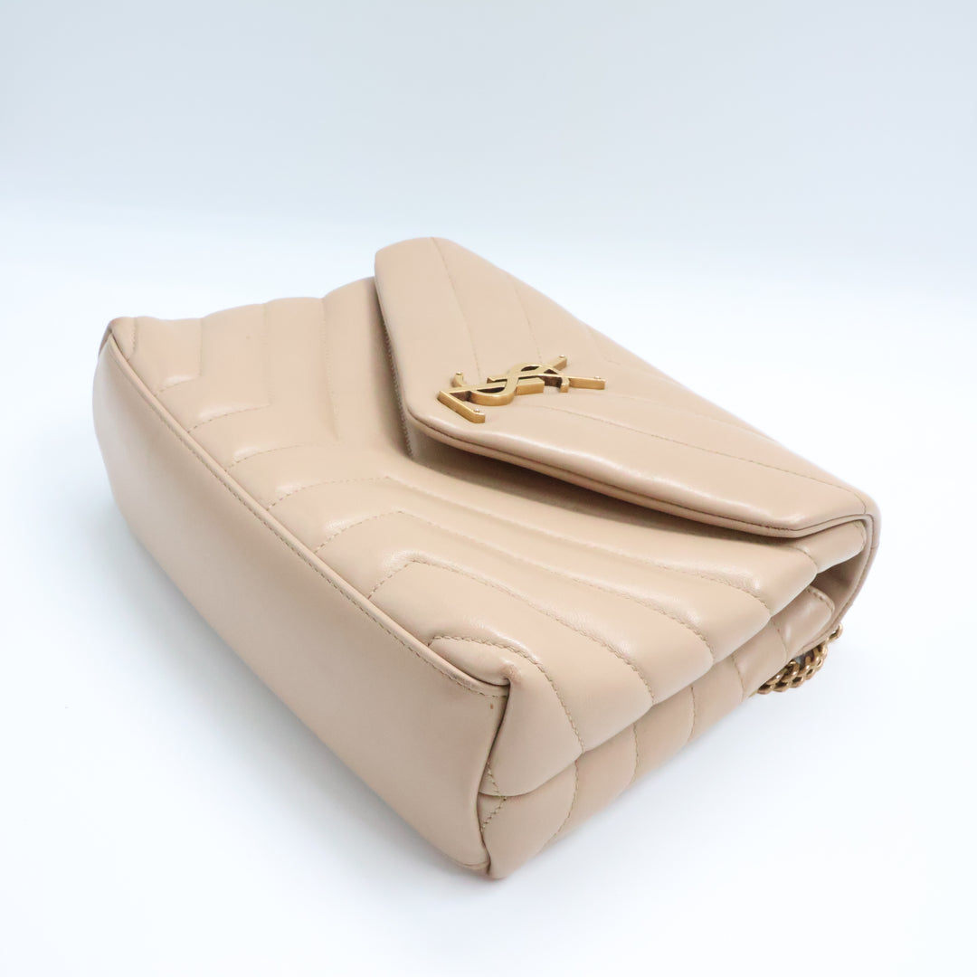 Saint Laurent YSL Beige LouLou Small Quilted Leather Handbag