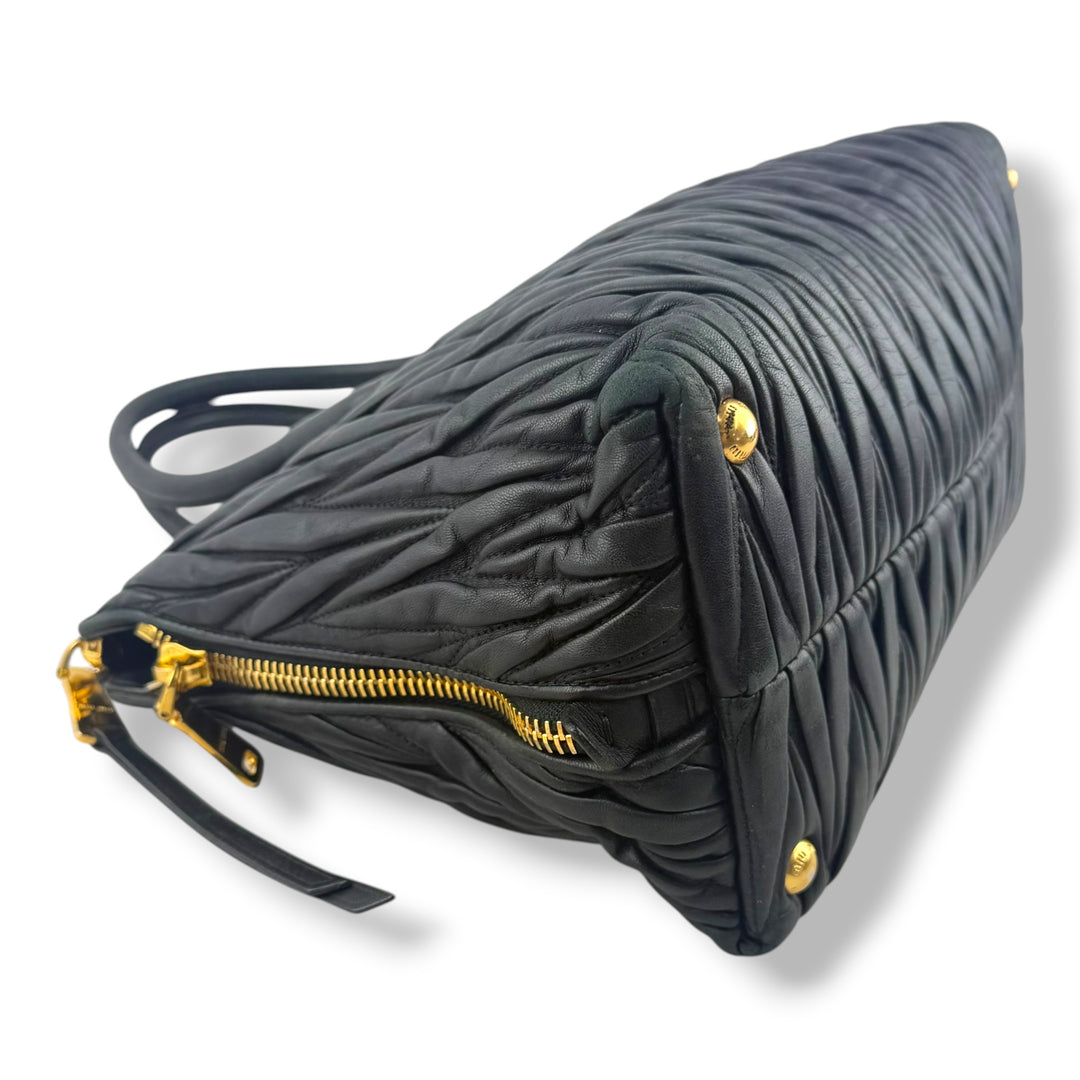 Miu Miu Black Nappa Leather Tote Handbag