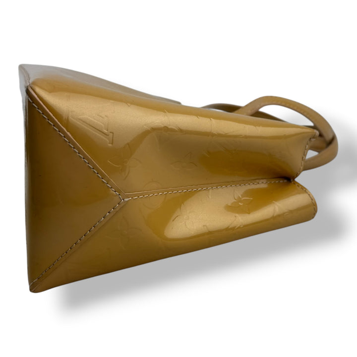 Louis Vuitton Vernis Wilshire PM Tote Bag Handbag Beige
