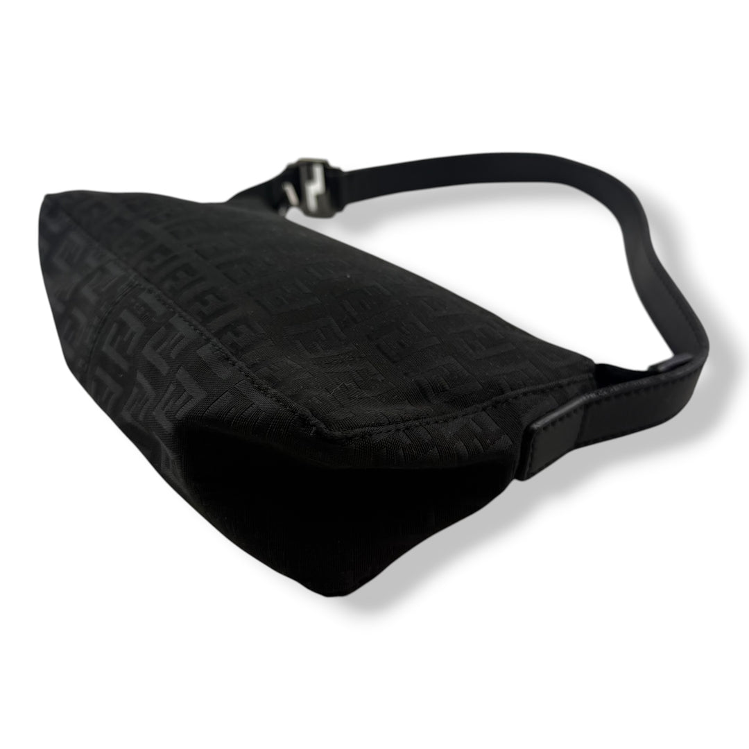 Fendi FF Zucchino Baguette Black Handbag