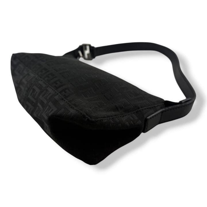 Fendi FF Zucchino Baguette Black Handbag