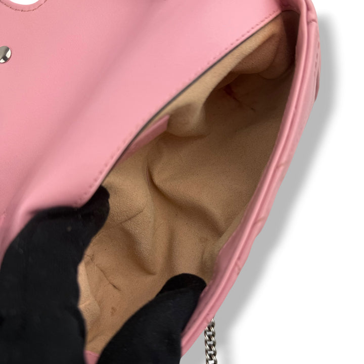 Gucci GG Marmont Pink Leather Super Mini Handbag