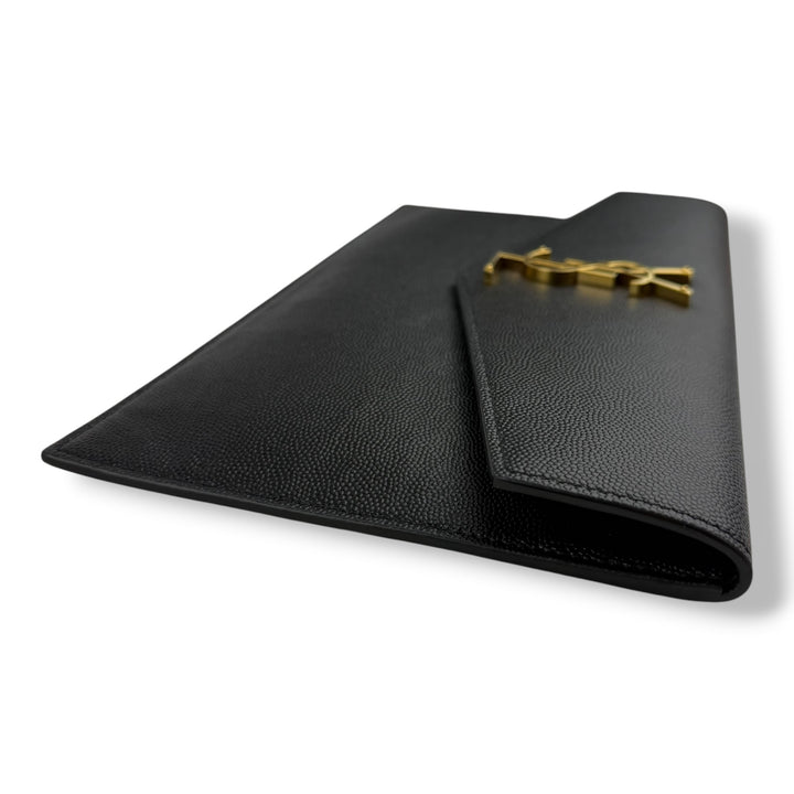 Saint Laurent YSL Uptown Black Leather Clutch Bag