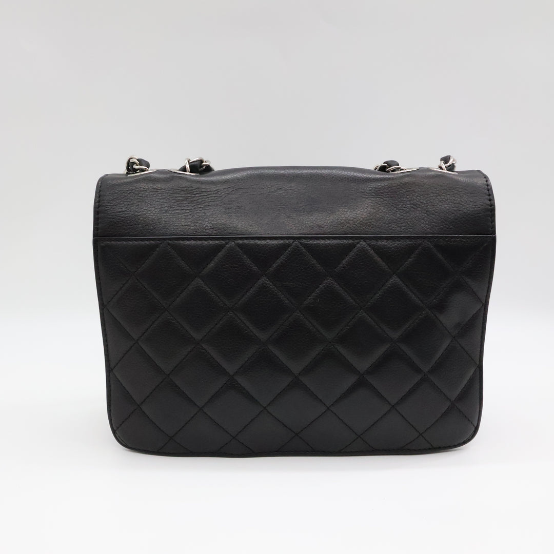 Chanel CC Black Caviar Box Flap Handbag