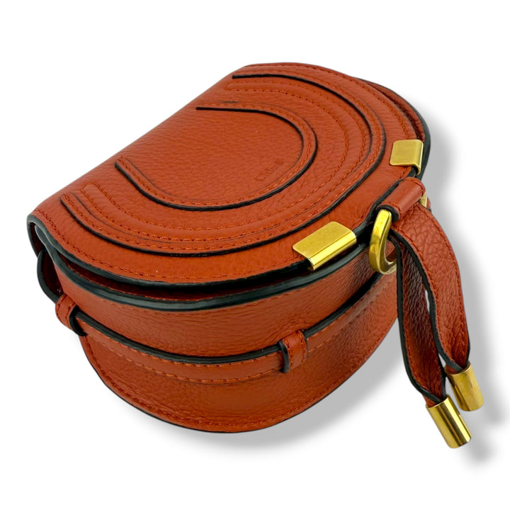 Chloe Marcie Mini Grained Leather Saddle Red Handbag