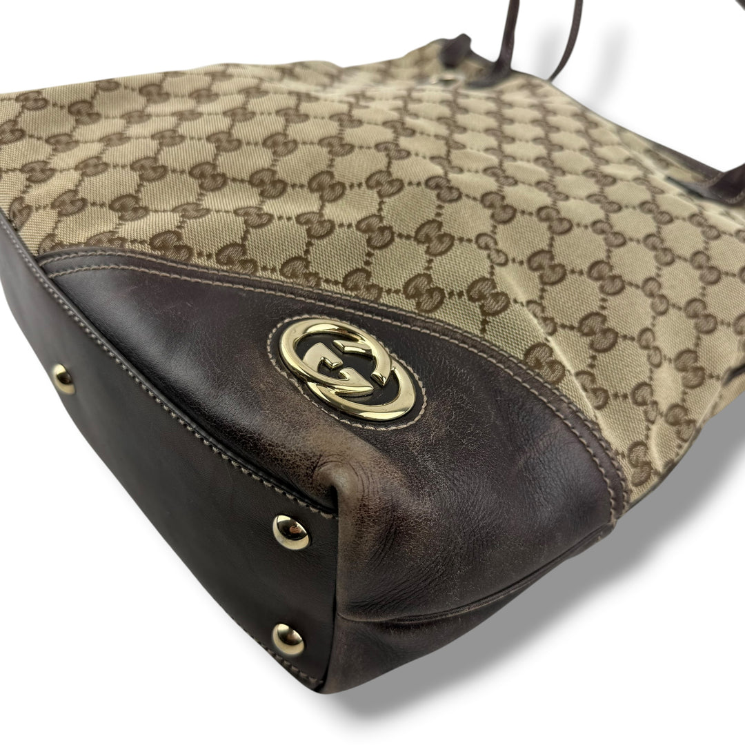 Gucci GG Canvas Beige / Brown Britt Tote Bag