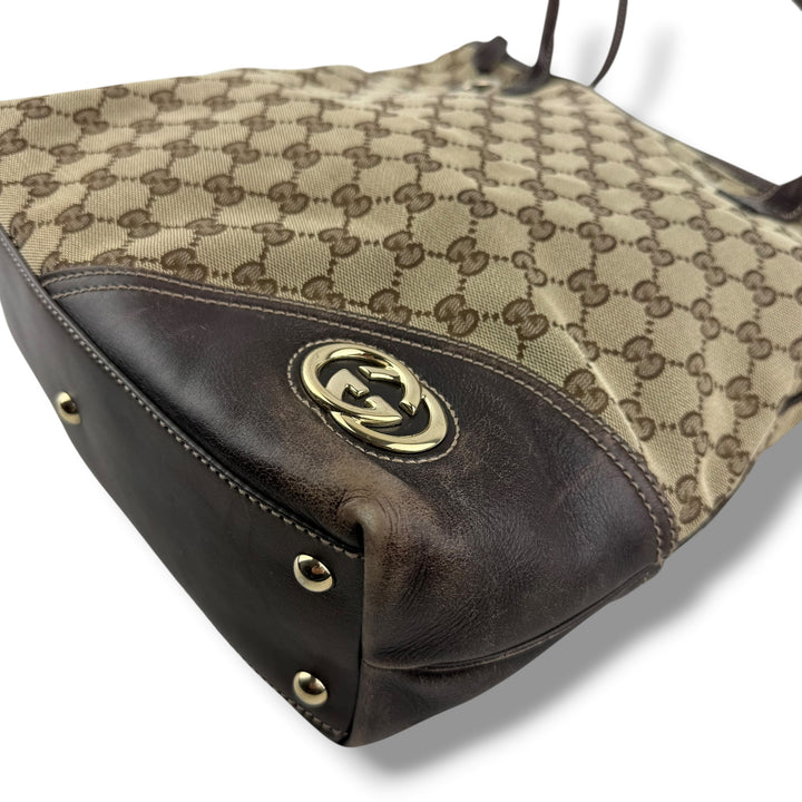 Gucci GG Canvas Beige / Brown Britt Tote Bag