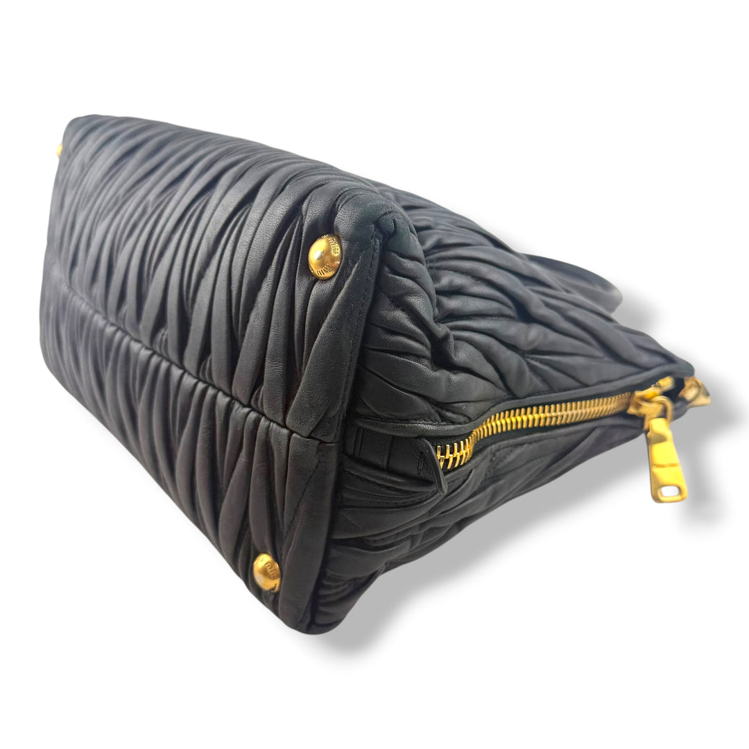 Miu Miu Black Nappa Leather Tote Handbag