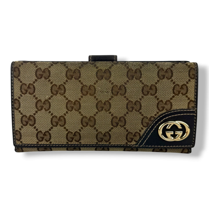 Gucci GG Beige/Brown Monogram Femme Bifold Purse