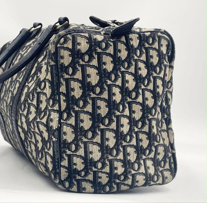 Christian Dior Boston 30 Monogram Oblique Beige/Navy Handbag