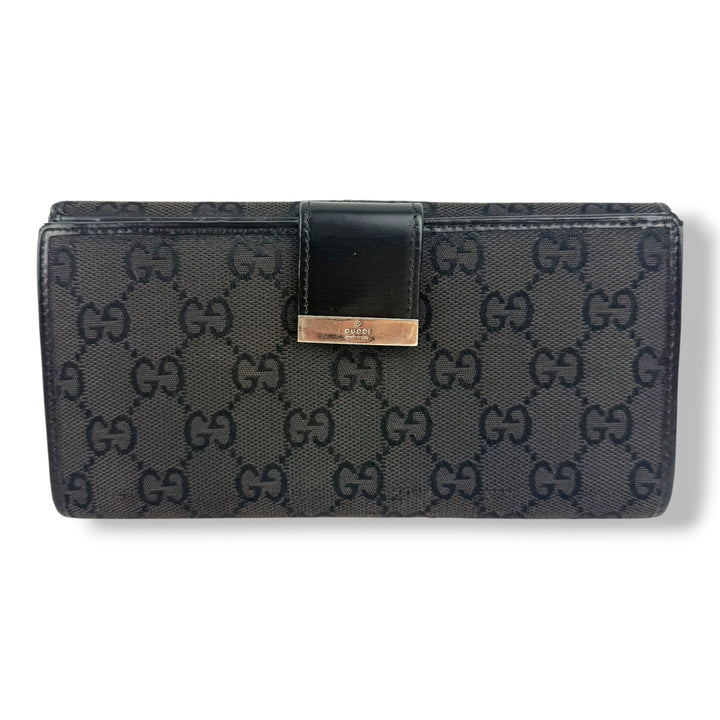 Gucci GG Black Canvas Long Bifold Wallet