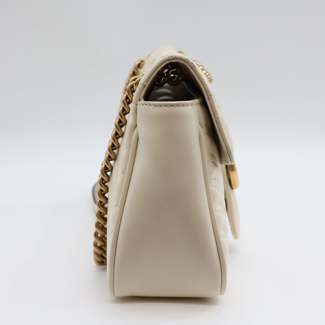 Gucci GG Marmont White Leather Small Handbag