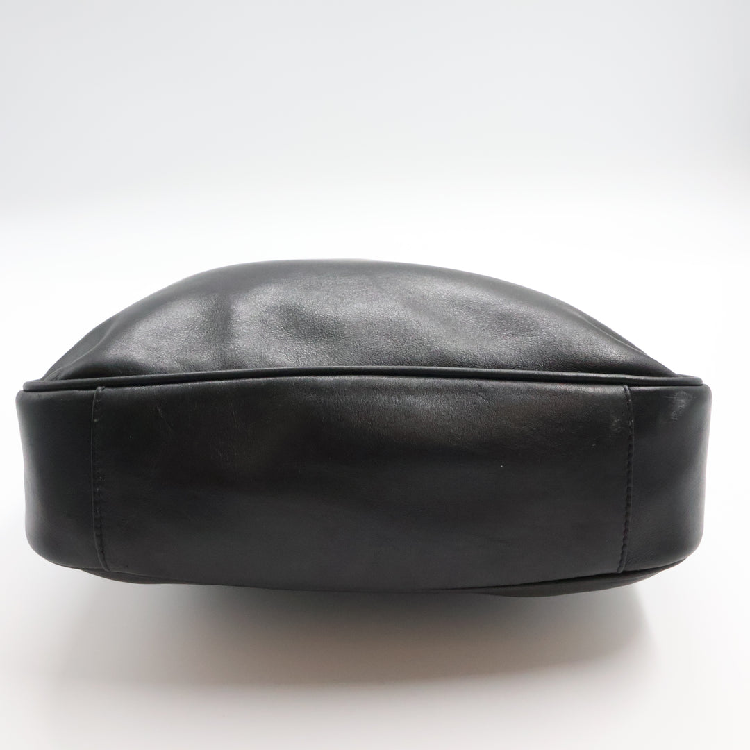 Gucci GG Leather Black Bamboo Tote Bag