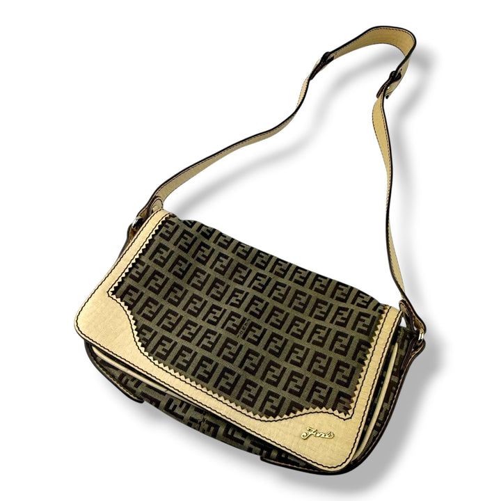 Fendi Beige Zucca Canvas Shoulder Handbag