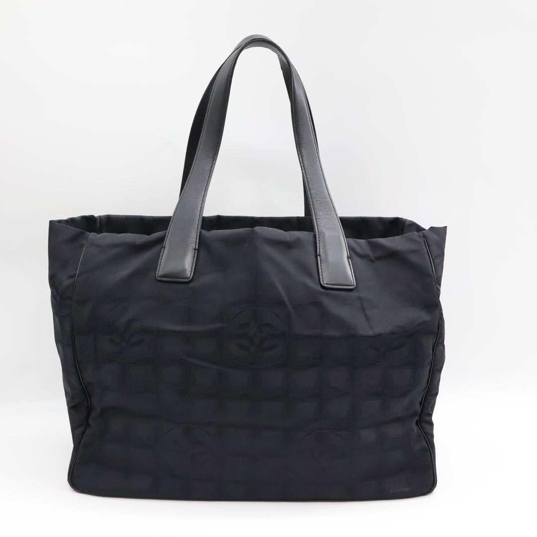 Chanel Black Travel Line Canvas Tote Handbag