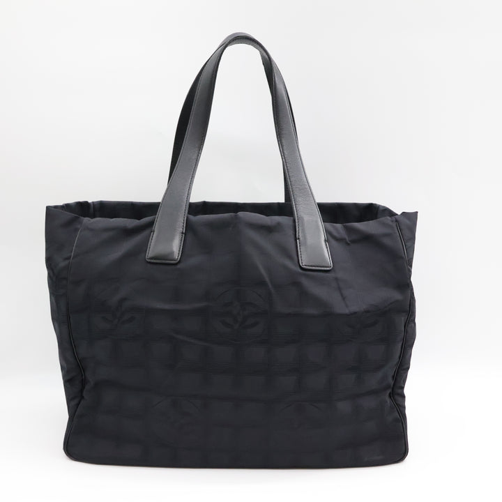 Chanel Black Travel Line Canvas Tote Handbag