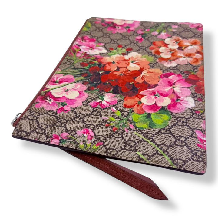 Gucci GG Supreme Large Pink Bloom Clutch Pouch